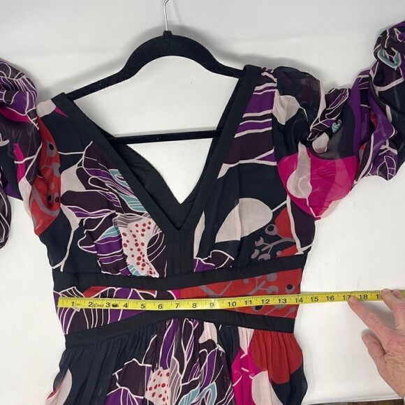 Anthropologie Let Me Be Multicolor Lined V-Neck Floral Midi Dress Size Small - Picture 12 of 13